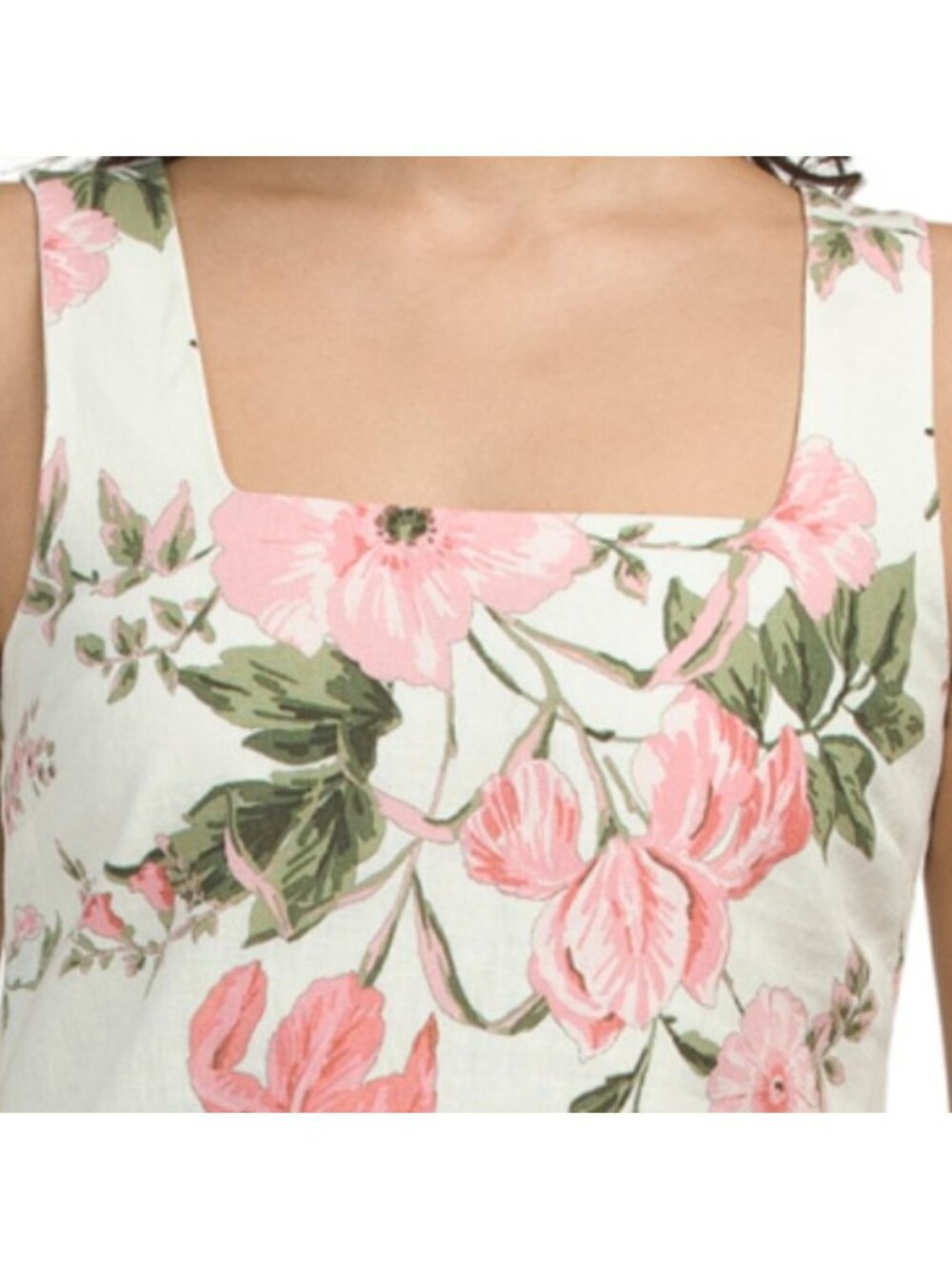 CYNTHIA ROWLEY Linen Blend Square Neck Smocked Back Mini Dress - Picture 3 of 5